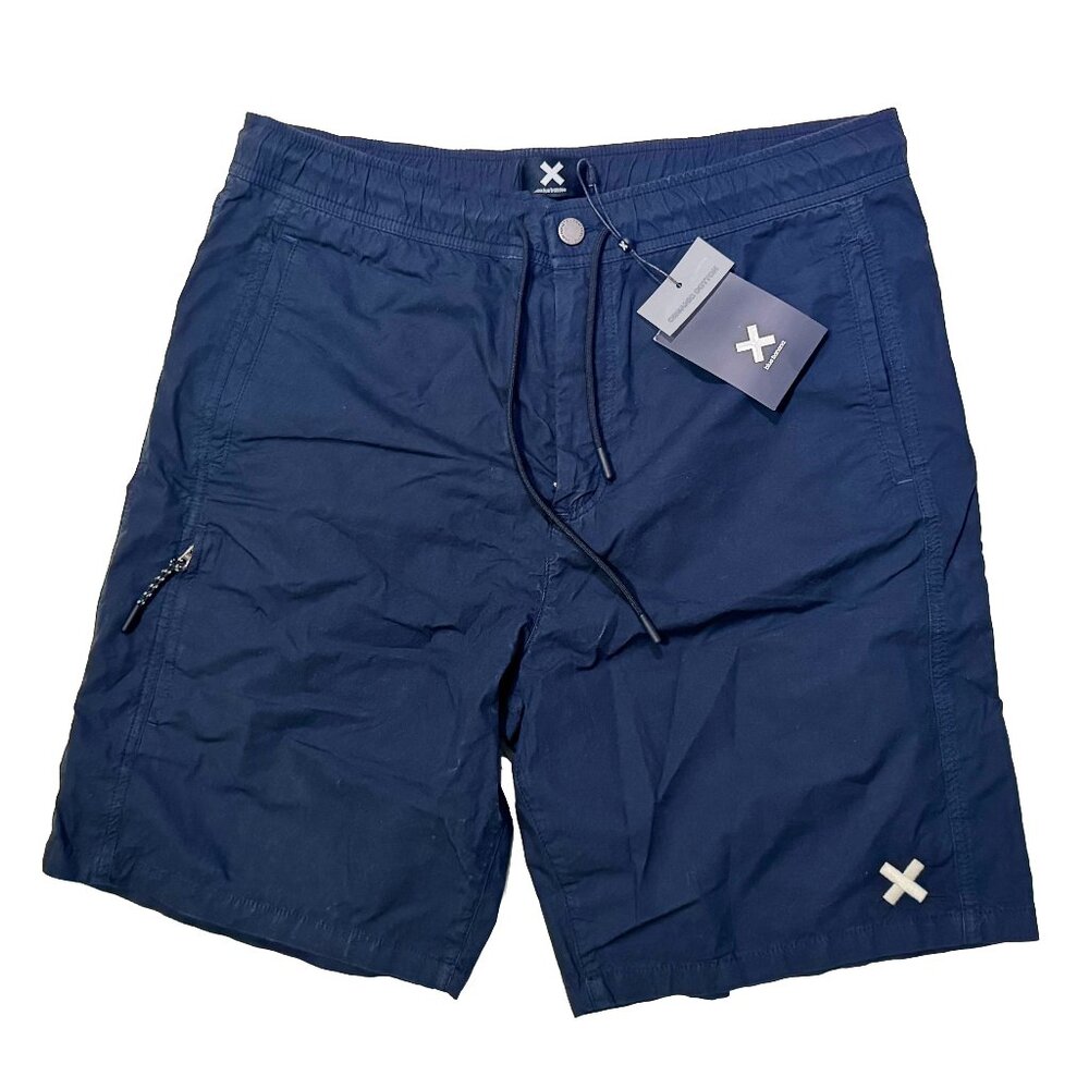 Blue Banana Organic Cotton Shorts NWT Size 46 Unisex Drawstring Navy